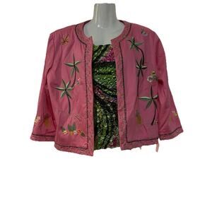 Nancy Bolen City Girl Jacket Blazer & Shirt Women’s 10 Pink Beads Sequins NEW